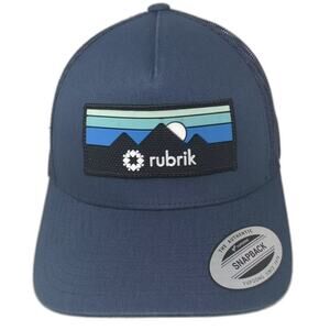 Rubrik Trucker Hat Blue White OS Mesh Snapback Adjustable Graphic Mountain Patch
